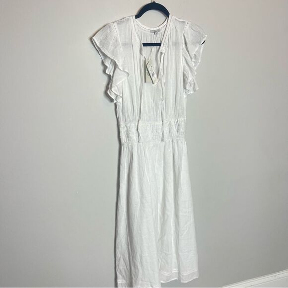 $228 RAILS lona Linen-Blend Midi-Dress White Medium - Picture 8 of 11